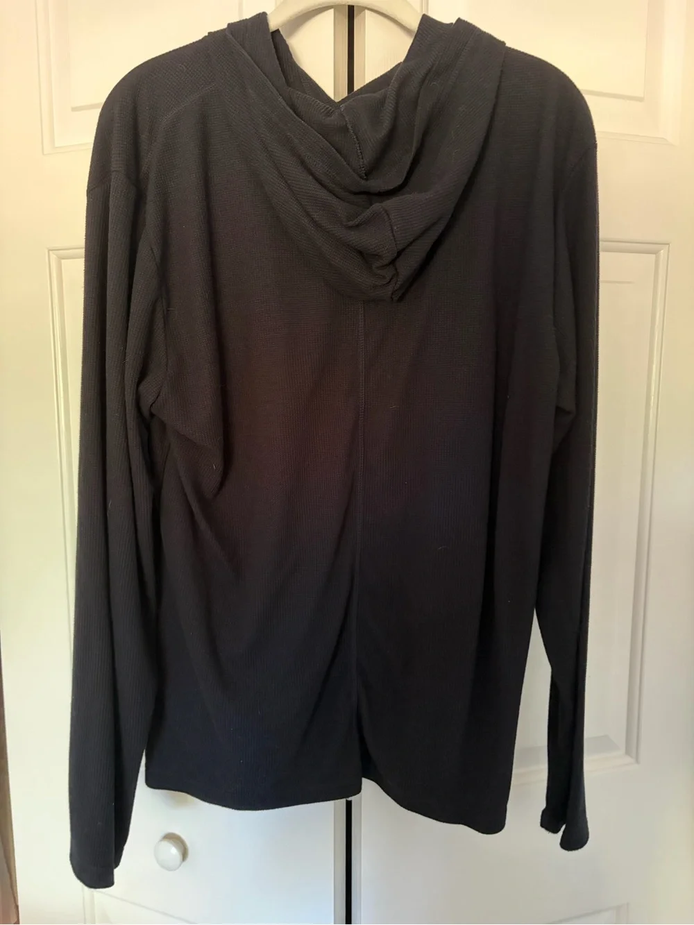Fabletics Waffle Knit Black Hooded Long-Sleeve